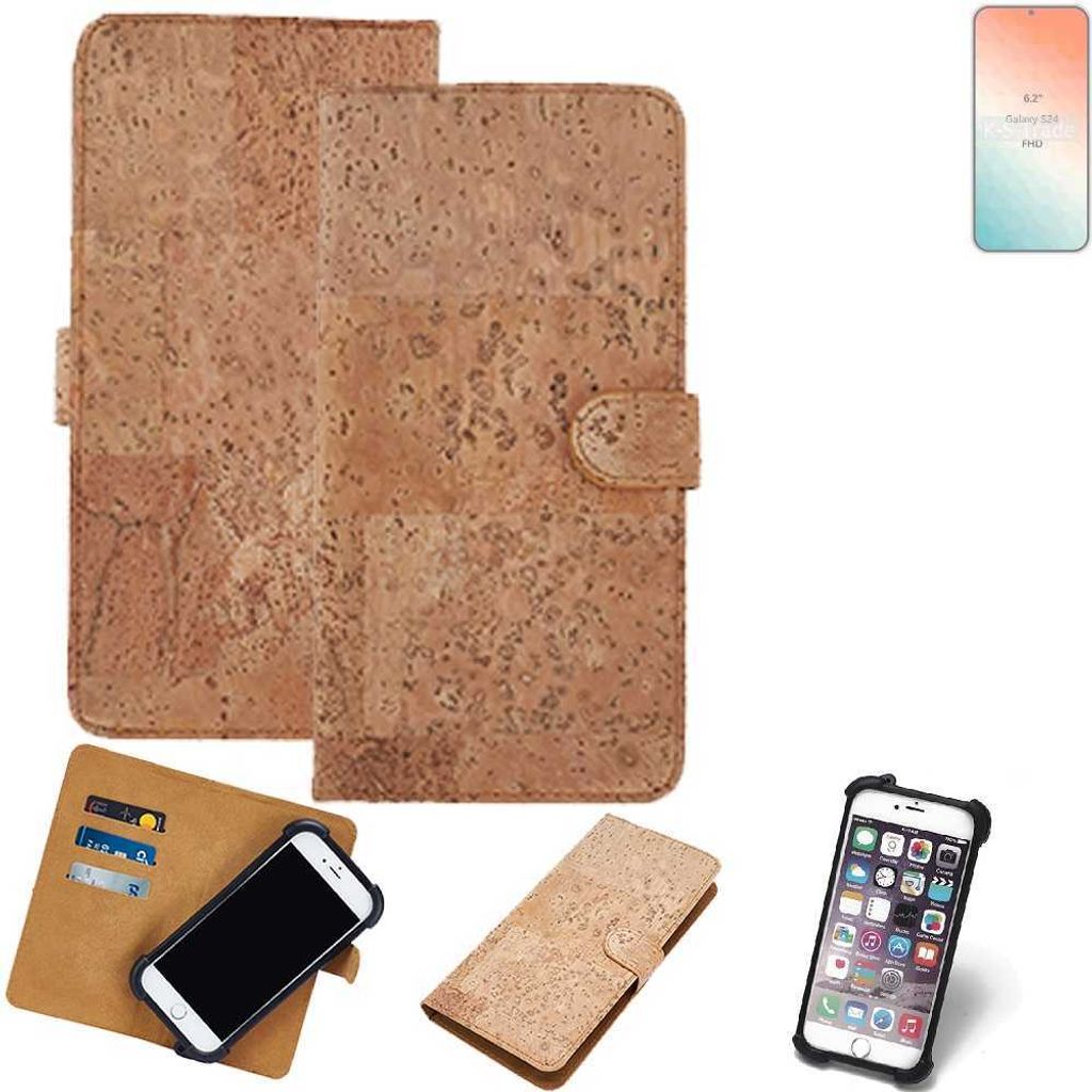 K-S-Trade Hülle kompatibel mit Samsung Galaxy S24 Kork Handyhülle Cover Schutzhülle TPU Case Bumper in Hellbraun, (1x)