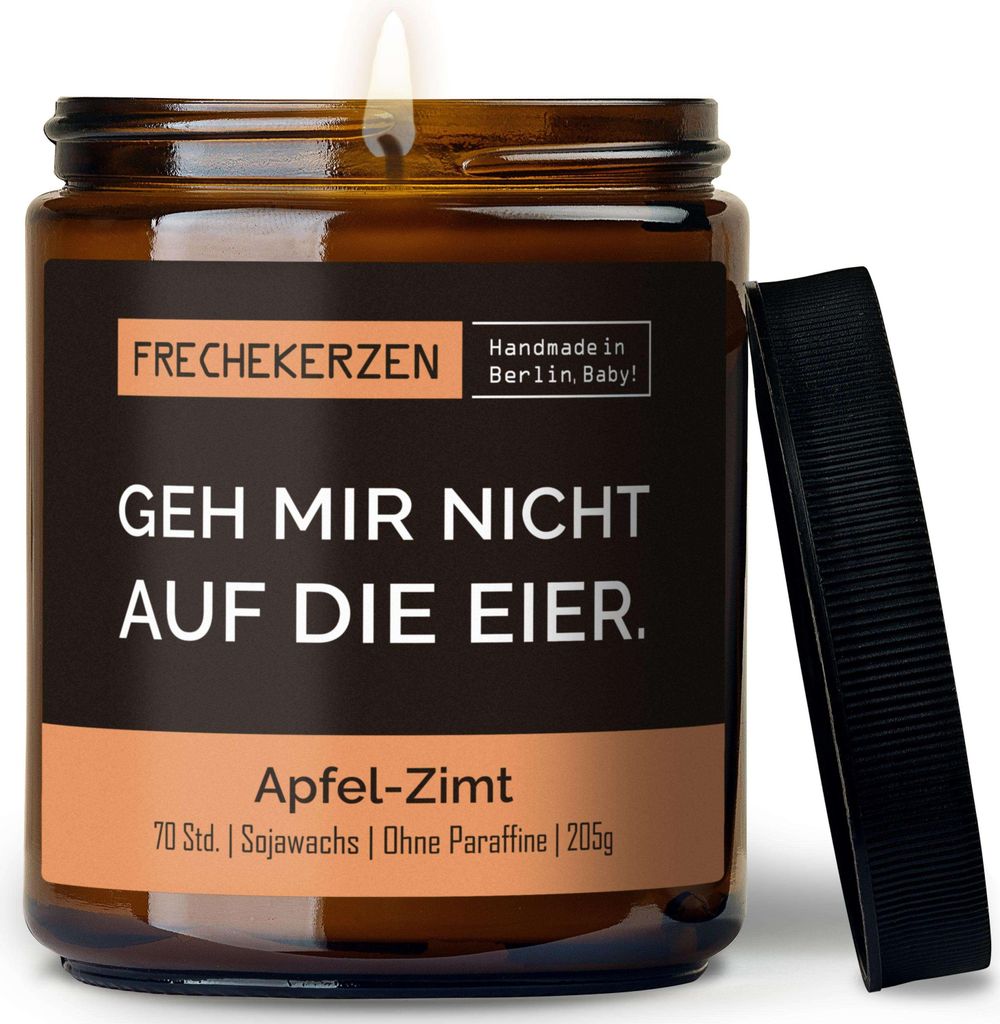 Duftkerze im Glas geh mir nicht auf die Eier mit Deckel Geschenkidee & Deko