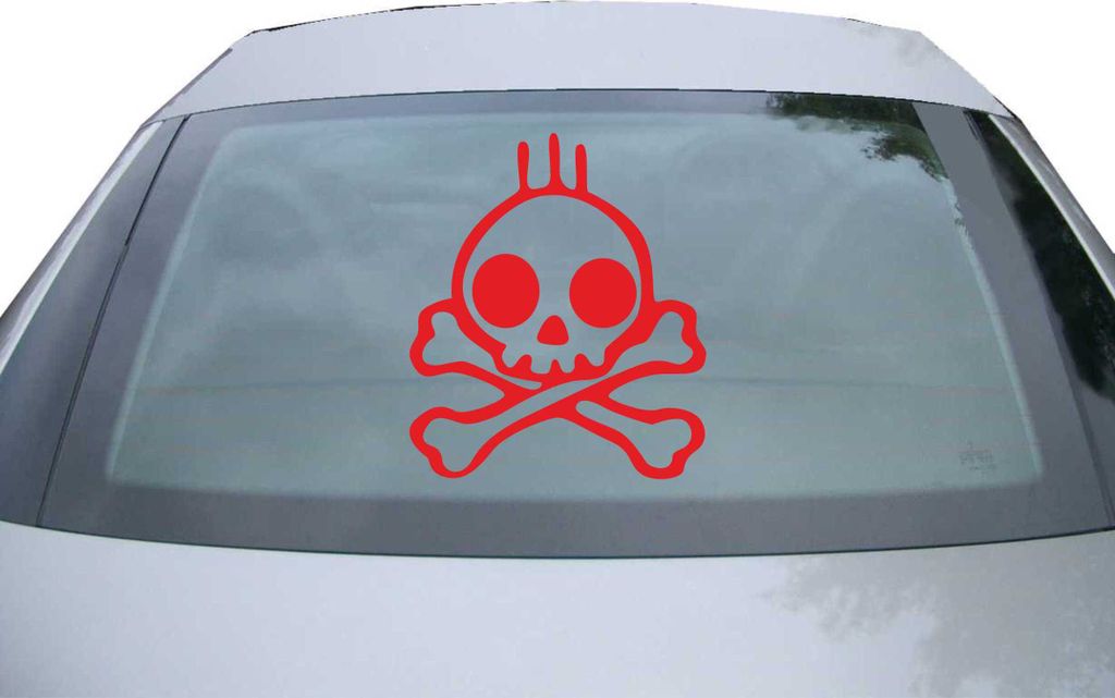 Indigos UG - Aufkleber Heckscheibe & Motorklappe DE6332 - rot - 600x514 mm - skull rock - Auto Scheiben Fenster Heckklappe Tuning Racing JDM - Die cut