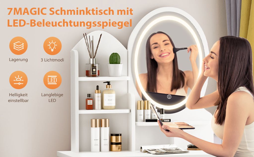 MULISOFT Schminktisch mit LED-Beleuchtung Spiegel, 3 Produktbild 9