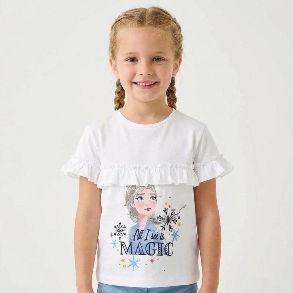 Disney Die Eiskönigin Elsa Kinder Mädchen T-Shirt – Weiß / 116