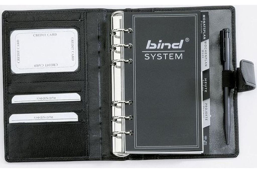 Bind® T 1-1 Systemplaner A6 Office, Nappaleder, schwarz, Produktbild 