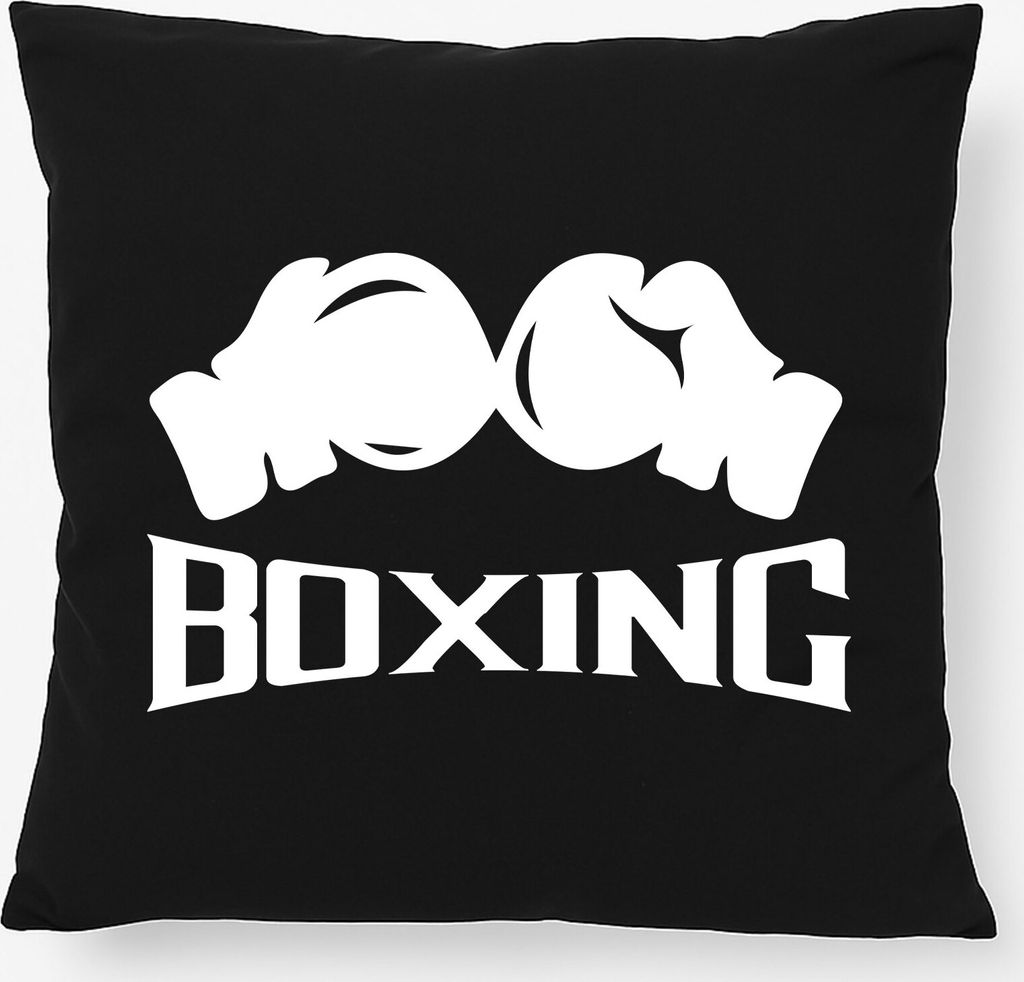 Huuraa Kissen Boxing Boxhandschuhe 40x40cm mit Füllung Black Baumwolle Dekokissen Geschenkidee