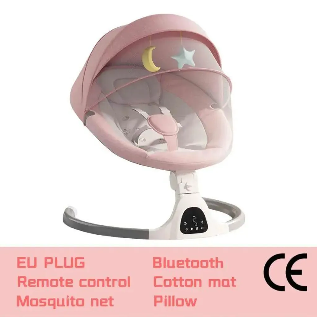 Fauteuil à bascule électrique rose avec télécommande et moustiquaire - 2