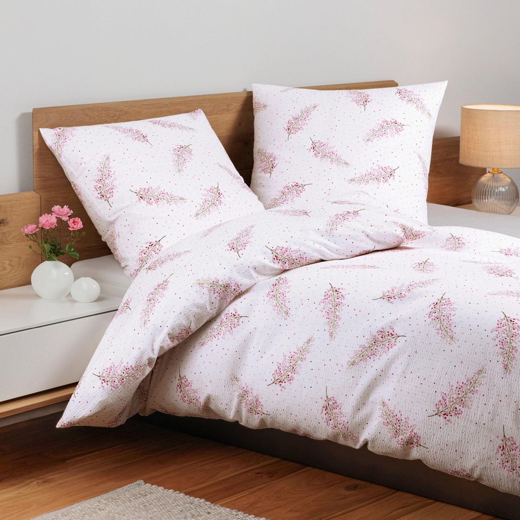 Janine Design Seersucker-Bettwäsche-Garnitur 20163 TANGO Farbe rot rosa Größe 135x200+80x80