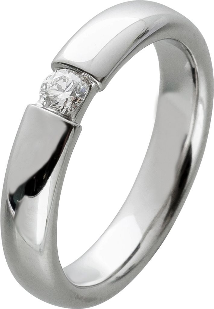 Verlobungsring Weißgold 585 14K Solitär Diamant 0.15ct W SI 17