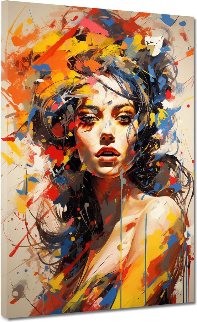 Pop Art Girl abstrakt Colour Leinwandbild Wandbild Kunstdruck XL Wanddeko: 60x80x4cm