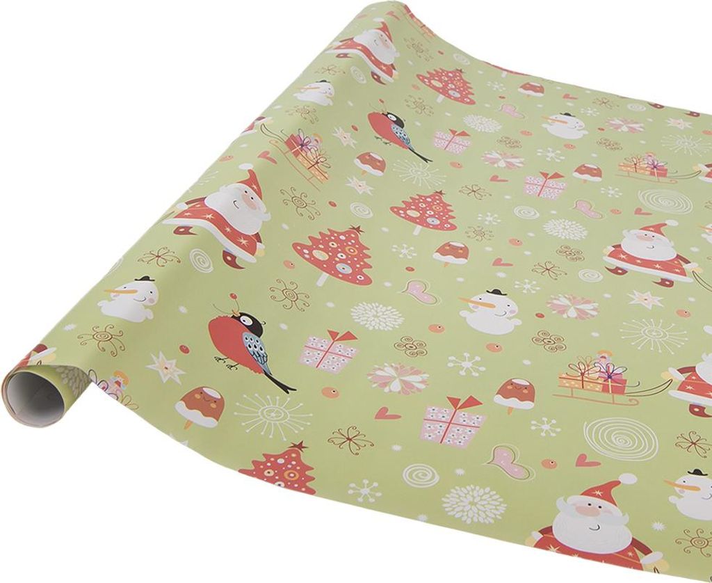 Clayre & Eef Geschenkpapier 3 Rollen 50x75 cm Grün Papier