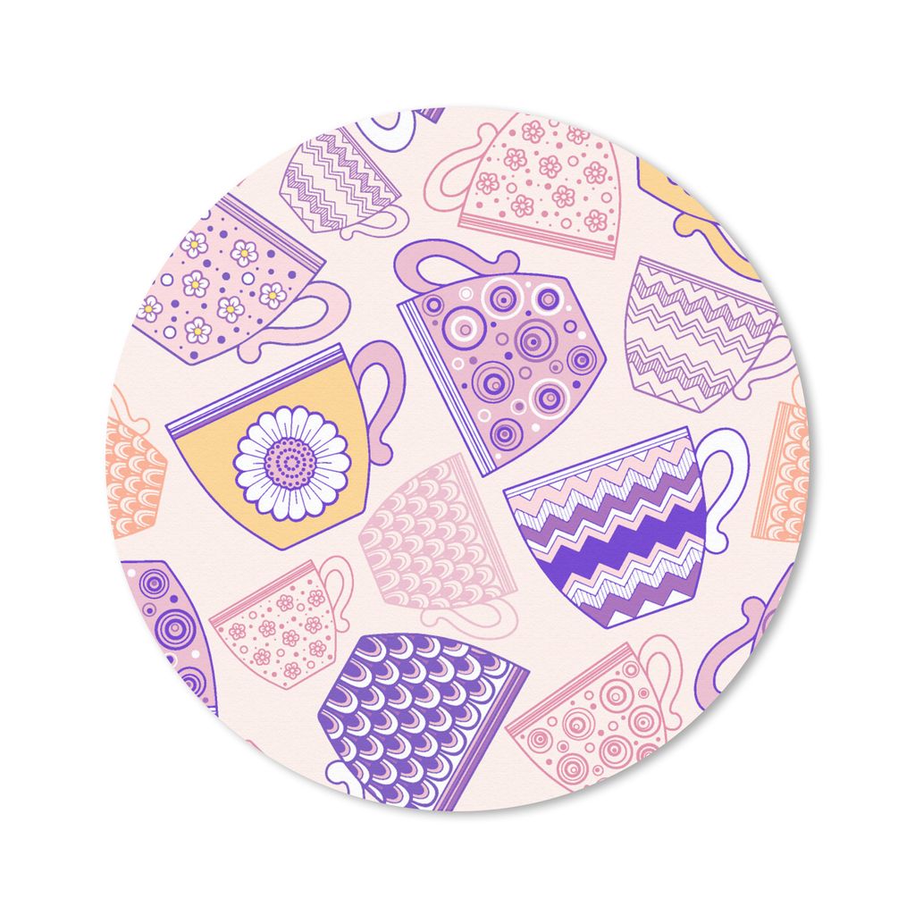 MuchoWow Mauspad Mousepad Muster - Teetassen - Tee 20x20 cm - Mousepads - Maus Mat - Pad - Mausunterlage - Schreibtischmatte