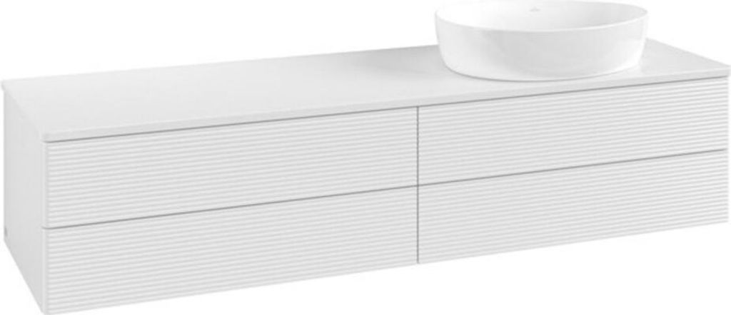 V&B Waschtischunterschrank mit Frontstruktur -Beleuchtung Antao 160x50cm, WBP-farbe Lac, glo wh. lacquer