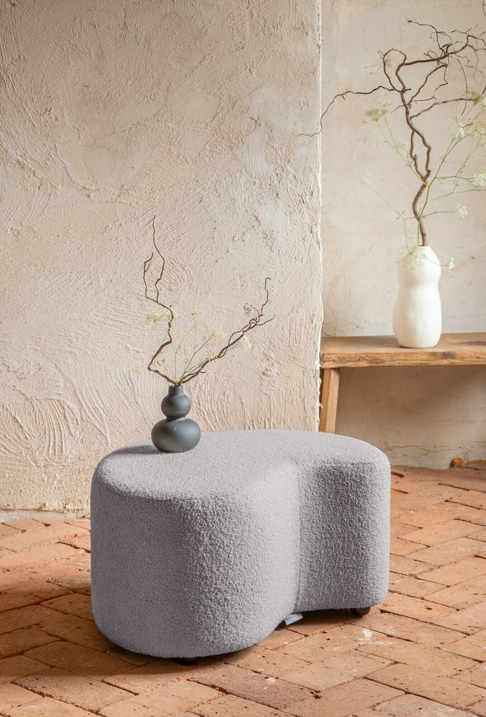 MIUFORM Miuf Pouf - Sitzpouf - 68x64cm - Hellgrau - Fußablage Hocker Sitzhocker
