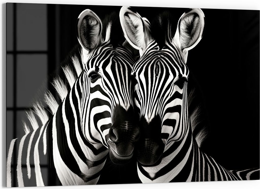 DEQORI Glasbild Echtglas 90x60 cm 'Zebra-Sinfonie' Wandbild Bild modern Deko
