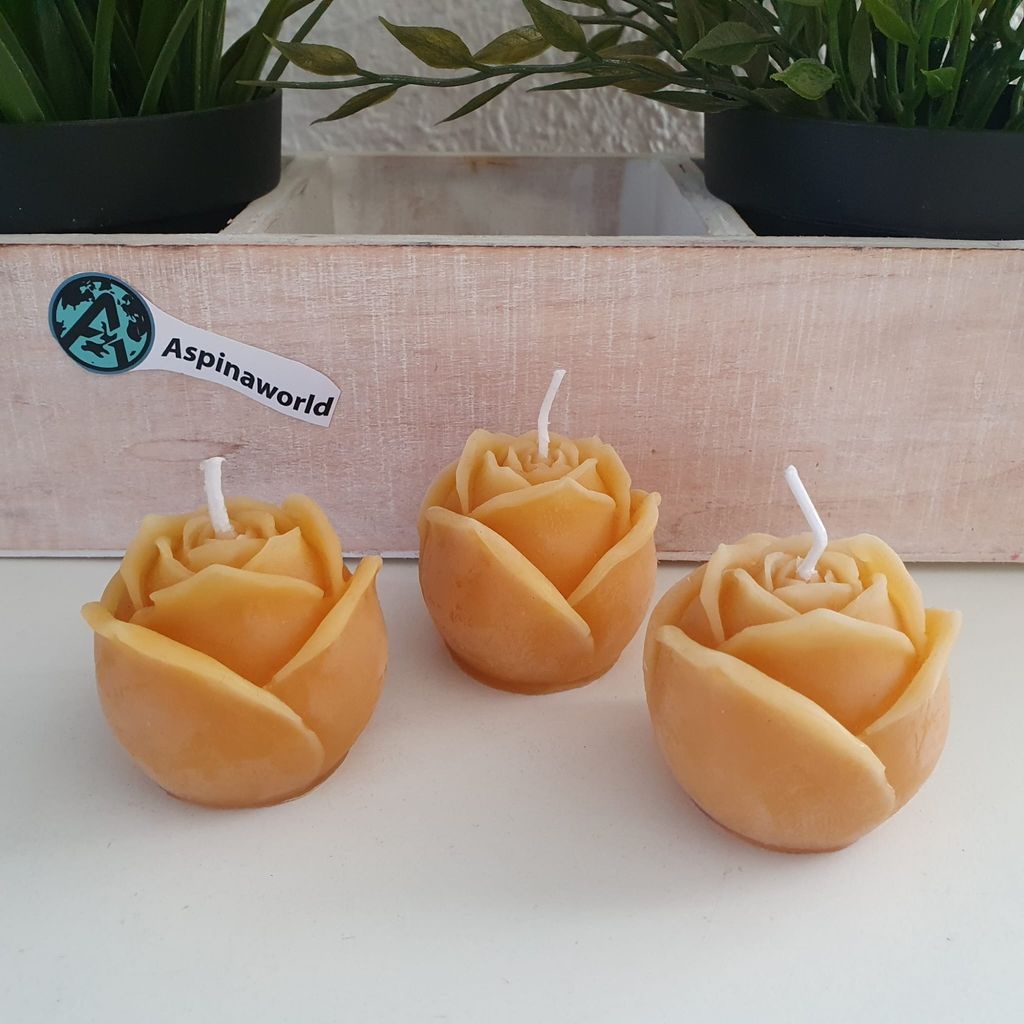 Rosen Kerzen 3er Set aus 100% Bienenwachs