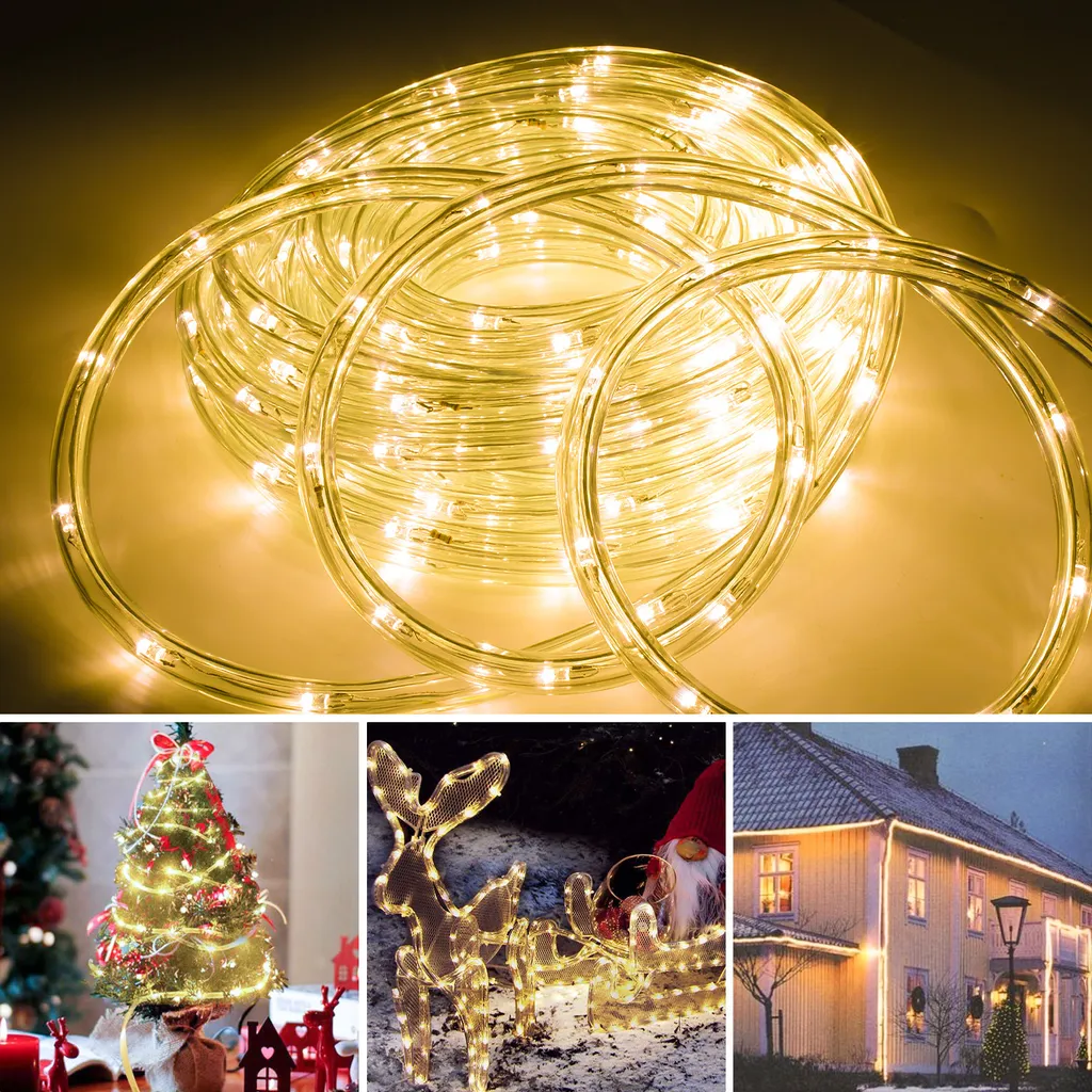 Hengda Tubo Luminoso LED 50m Bianco Caldo - Decorazione Esterno IP44