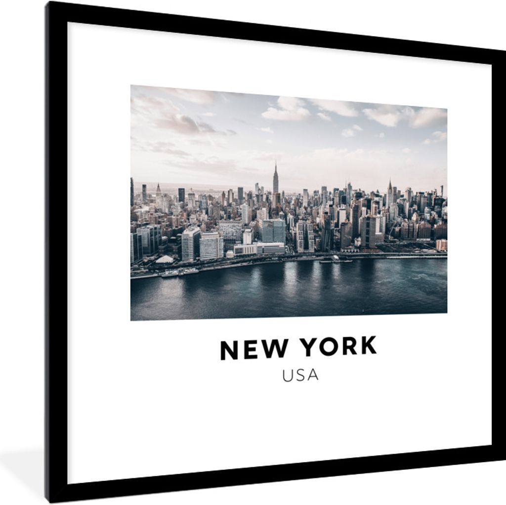 MuchoWow Gerahmtes Poster New York - Vereinigte Staaten - Häuser 40x40 cm - Poster mit Schwarzem Bilderrahmen Wandposter Rahmen Foto Bilder - Po...