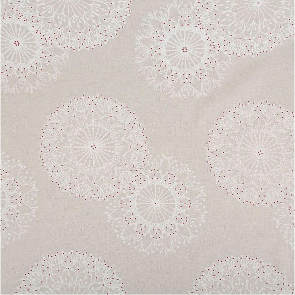 Baumwollstoff Dekostoff polsterfähig Ornamente natur weiß rot 155cm Breite