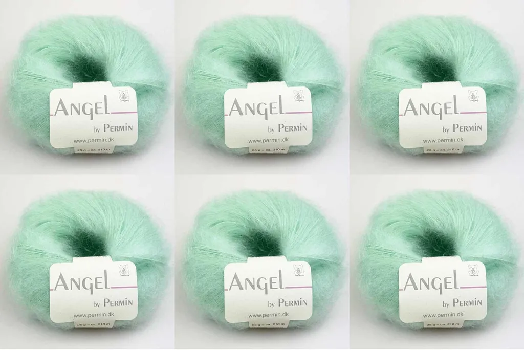 Laine luxe Angel Permin 70% mohair 30% soie coloris 122 menthe sorbet