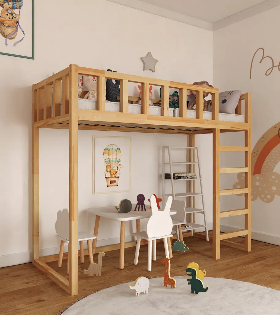 Lit mezzanine 160x80 cm gain de place FILIP pour chambre étroite