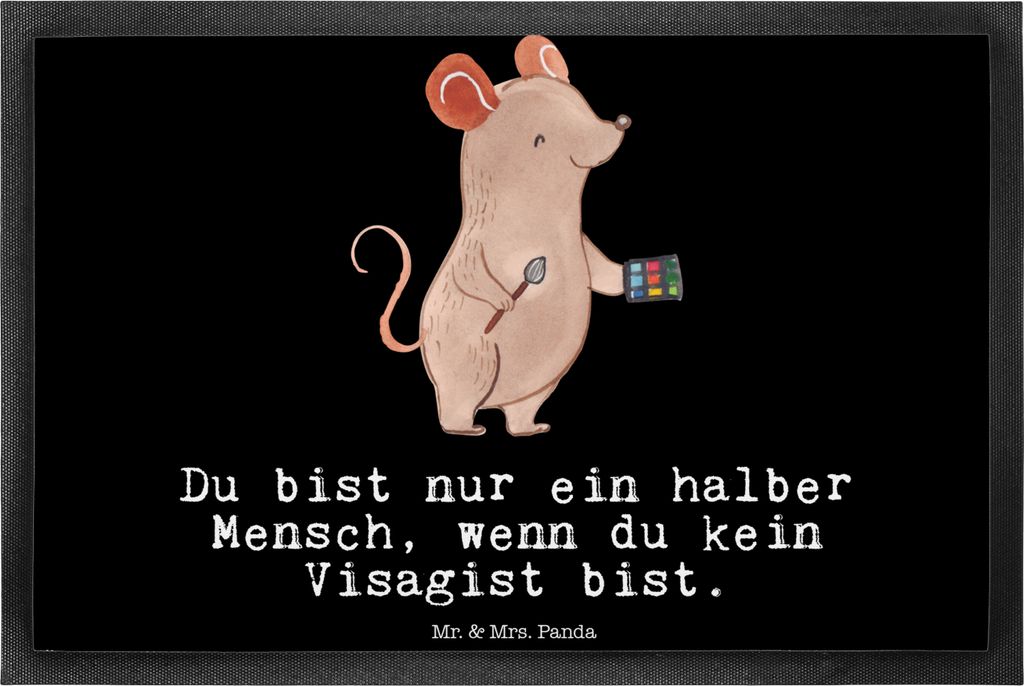 Mr. & Mrs. Panda Schmutzmatte Visagist Herz 40 x 60 cm - Schwarz - Geschenk, Schmutzfangteppich, Gummimatte, Spruch, bodenmatte, fußmatte, Beauty ...