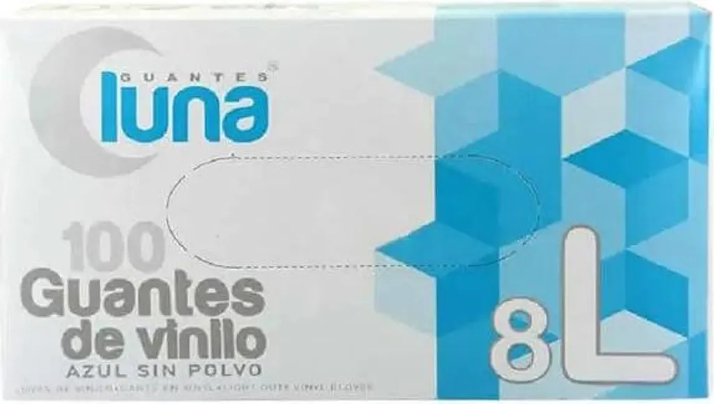Gants vinyle sans latex Guantes Luna taille L 100 unités résistants