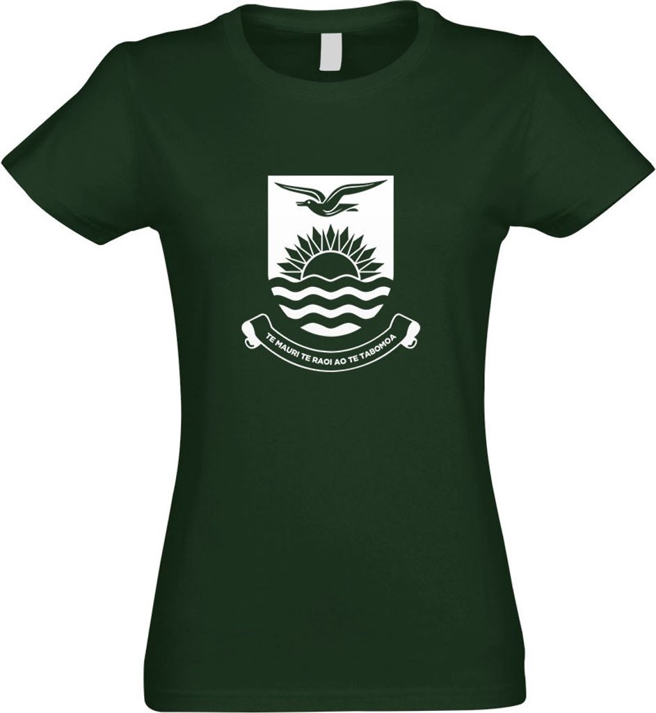Kiwistar - T-Shirt tailliert - Damen - flaschengrün - Kiribati Wappen - mit Motiv Bedruckt - Funshirt Design - Sport - Freizeit - Damen - S