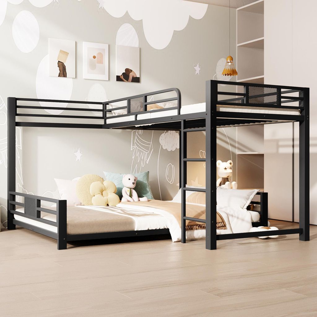 Letto a castello in metallo, dimensioni 90x200 cm sopra e Immagine del prodotto 