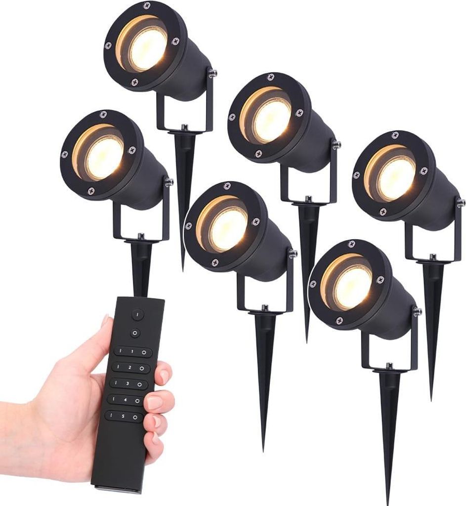 hoftronic LED Gartenstrahler 4W 345lm 2700K Schwarz IP65 Set 6 Stück