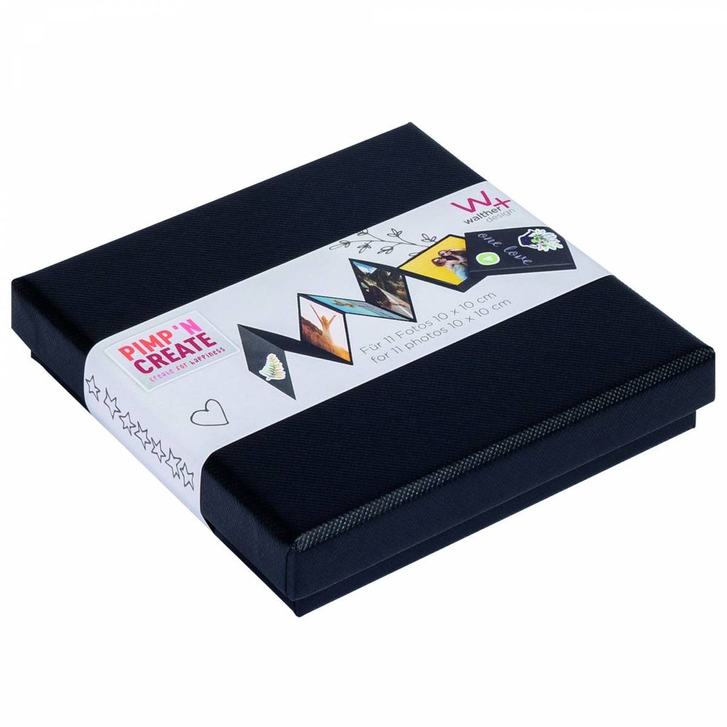 Walther, FB-099-B, Leporello-Box PIMP AND CREATE, 10 Fotos 10x10 cm, schwarz
