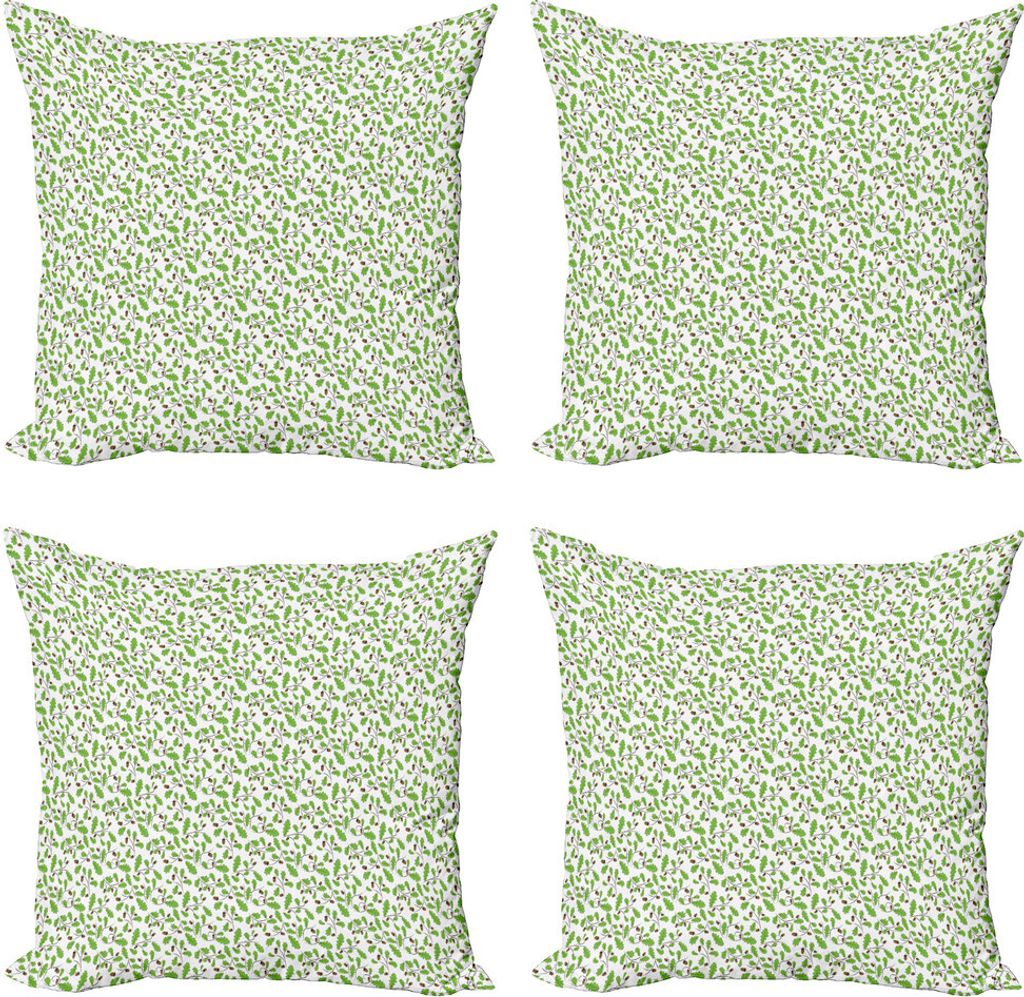 ABAKUHAUS Eichel Kissenbezug Set (4 Stück), Zusammenfassung wirbelt Muster, Moderner Doppelseitiger Digitaldruck, 60 cm x 60 cm, Lime Green White