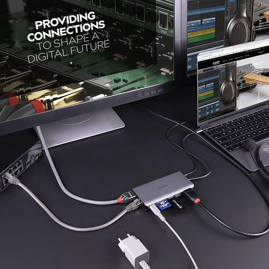 Lindy DST-Mini XT Mini Dock USB-C 4K HDMI DP PD 100W, Noir - 13