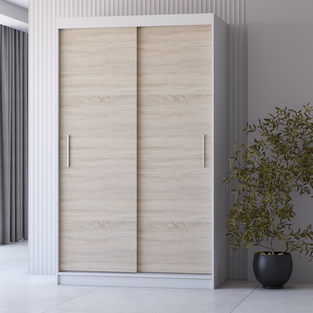Schwebetürenschrank Kleiderschrank Schrank 120 cm Produktbild 