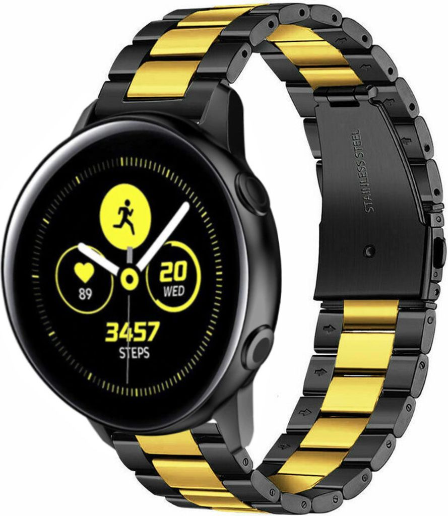 Strap-it Samsung Galaxy Watch Active / Active 2 Gliederamband (Schwarz / Gold)