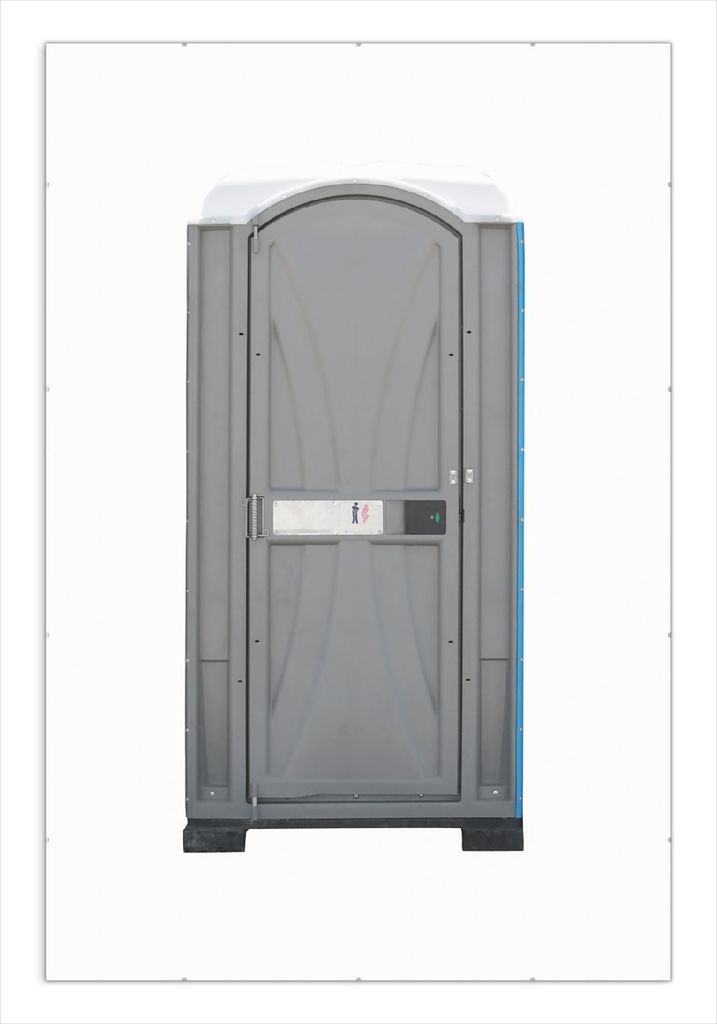 Wallario Wandbild Tragbares Klo - Toilette in schickem grau, Größe: 61 x 91,5 cm, Poster mit rahmenlosen Bildhalter