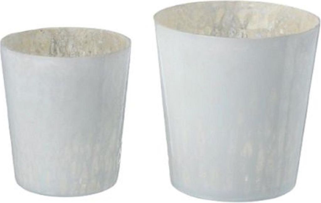Windlicht Glas lackiert weiß H14/15 cm Ø 12/15 cm 2er Set
