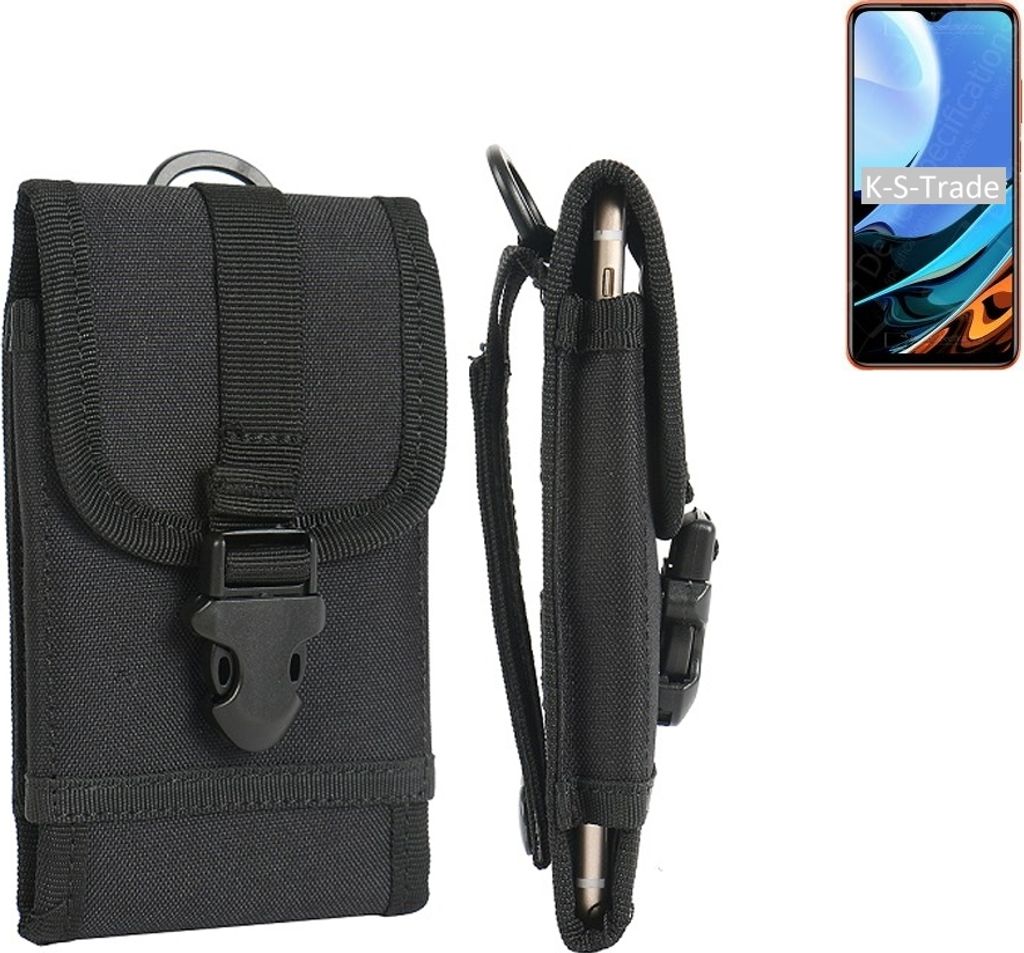 K-S-Trade Holster Handy Hülle kompatibel mit Xiaomi Redmi 9T Holster Handytasche Gürtel Tasche Schutz Hülle Robust Outdoor schwarz