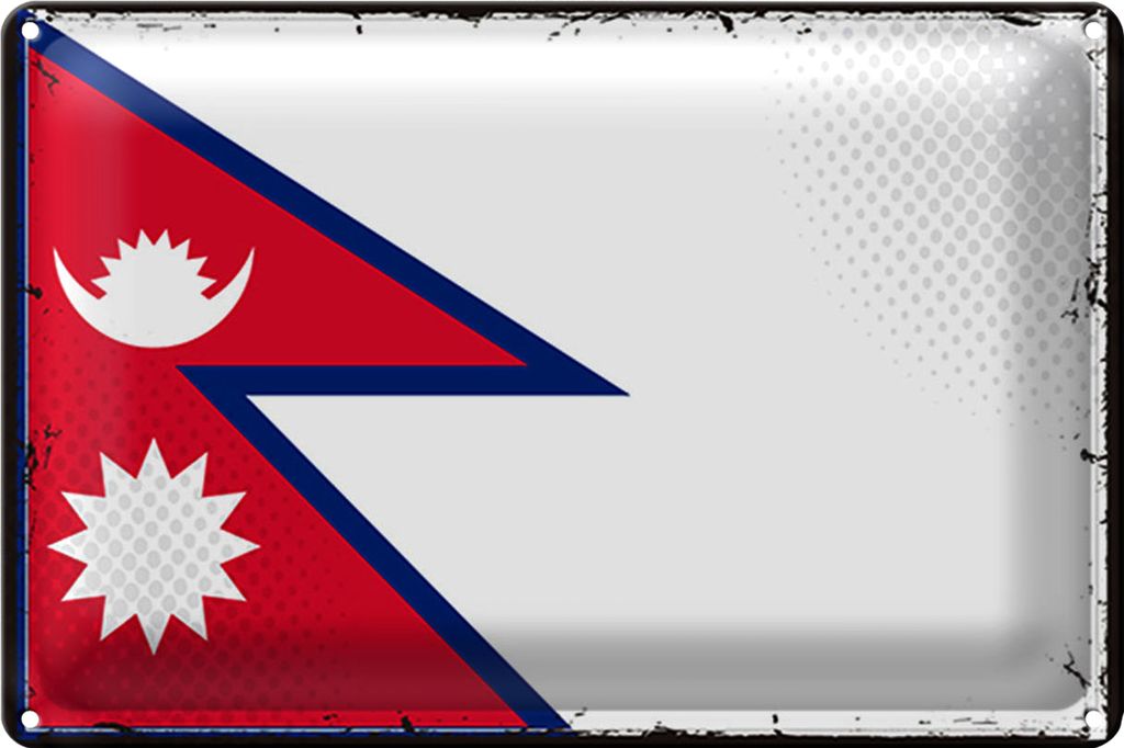 Blechschild Flagge Nepal 30x20cm Retro Flag of Nepal