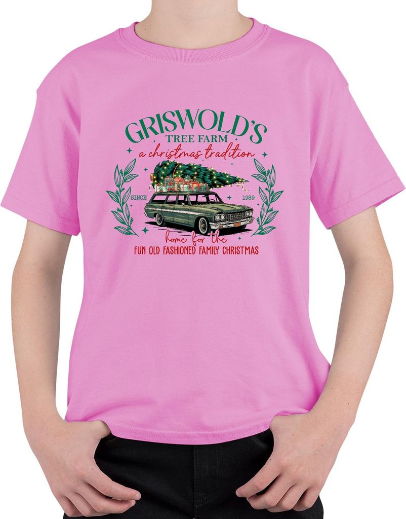 Griswold's Tree Farm Christmas Tradition - Weihnachten Xmas Uni Kinder T-Shirt, Pink, 152