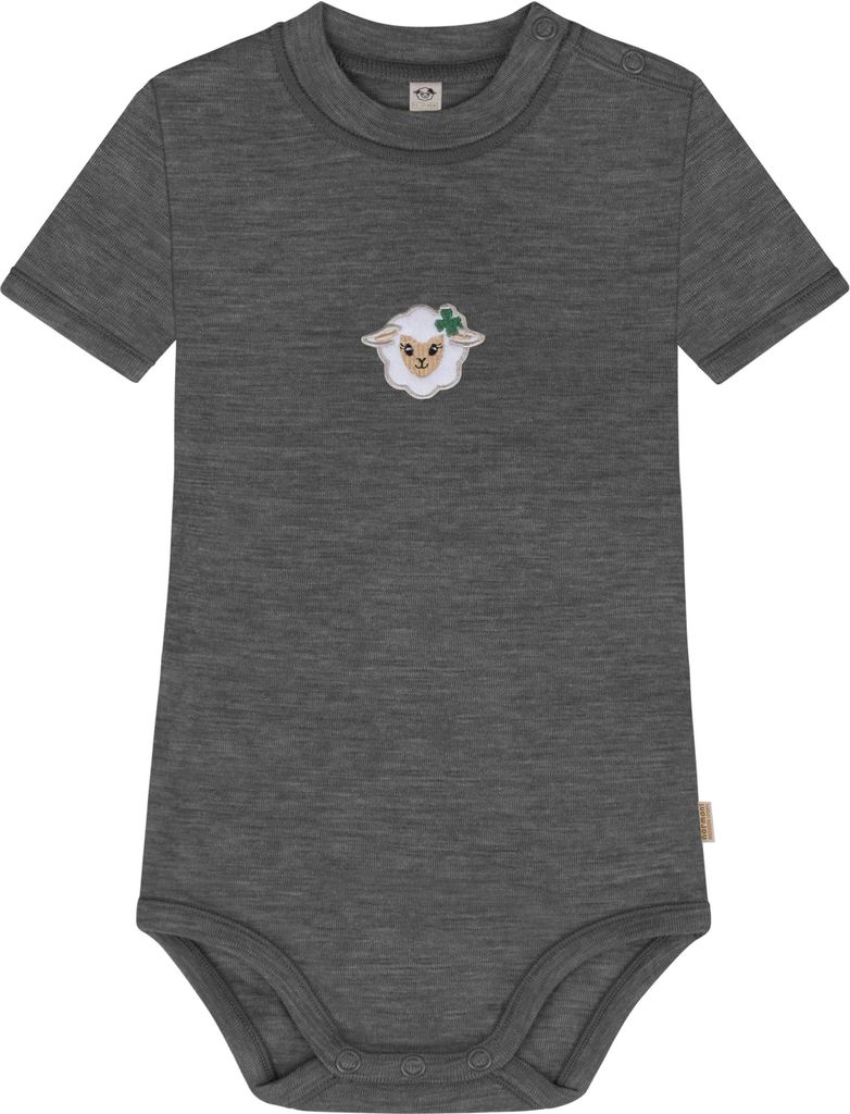 normani Baby Kurzarm Body aus 100 % -Wolle mit Druckknopf