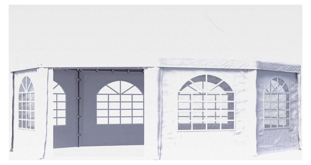 Pagodenzelt Pavillon 5x7 m einfach und schnell aufzubauen mit Fenstern - robuste PVC-Plane 700 weiß