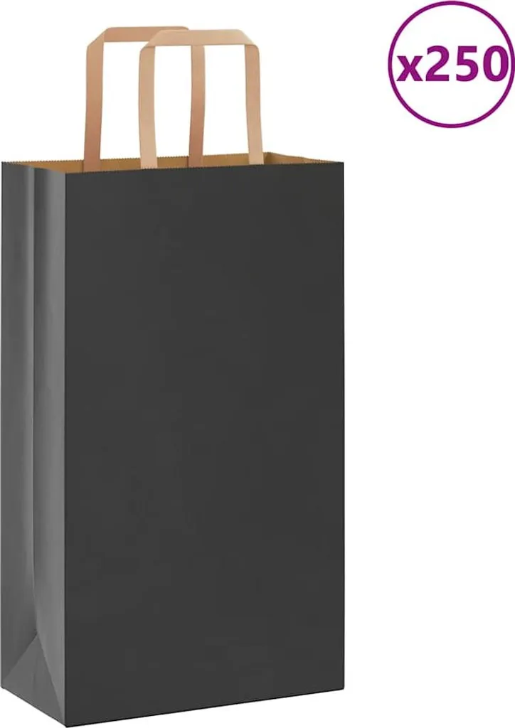 250 Sacchetti Regalo Neri vidaXL 21x11x36 cm Buste Carta Personalizzabili - 6