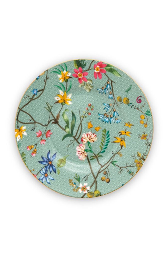PIP STUDIO Jolie Flowers Blue Teller (Petit Four) 12 cm Produktbild 