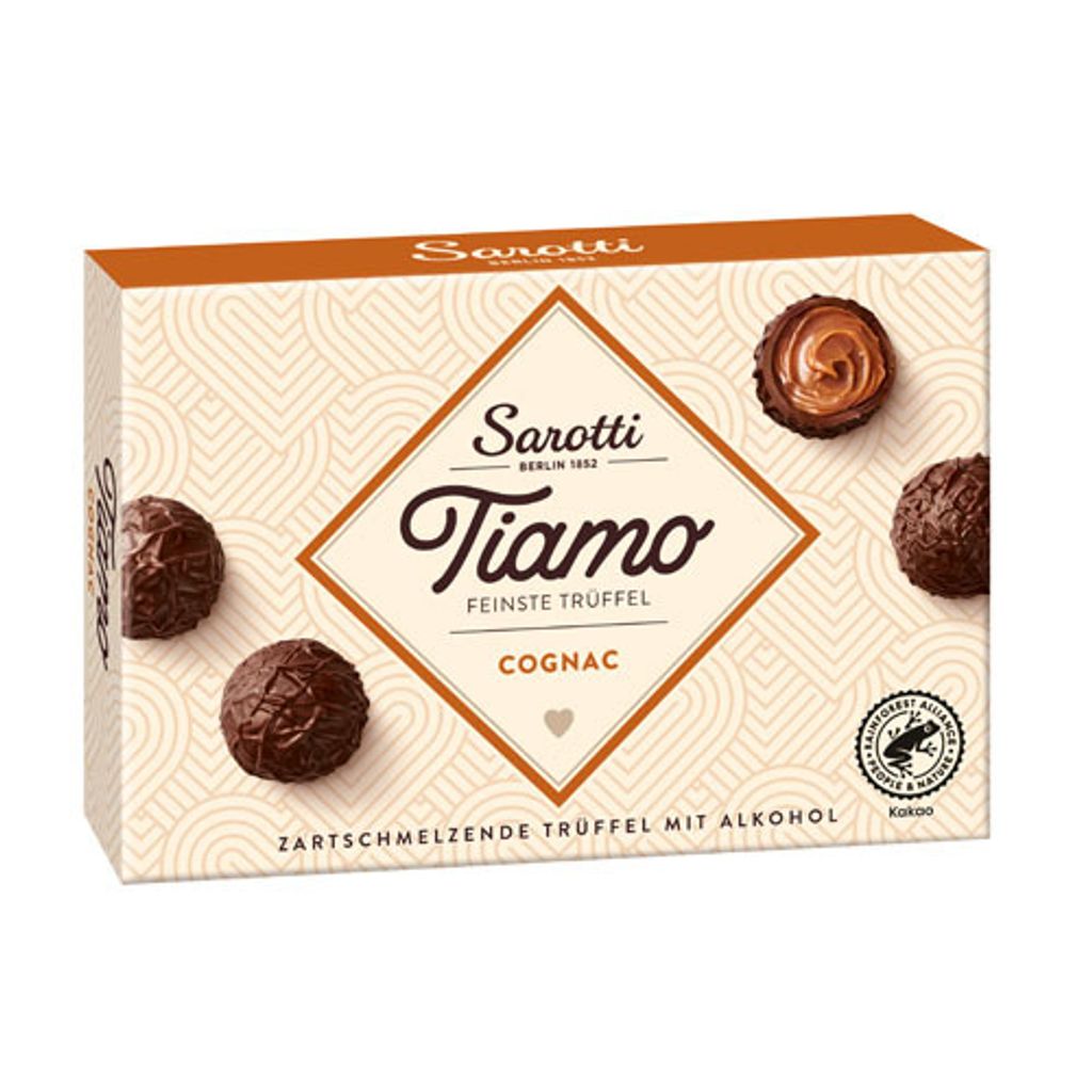 Sarotti Tiamo Feinste Trüffel Cognac Sahne zarte Pralinen 125g