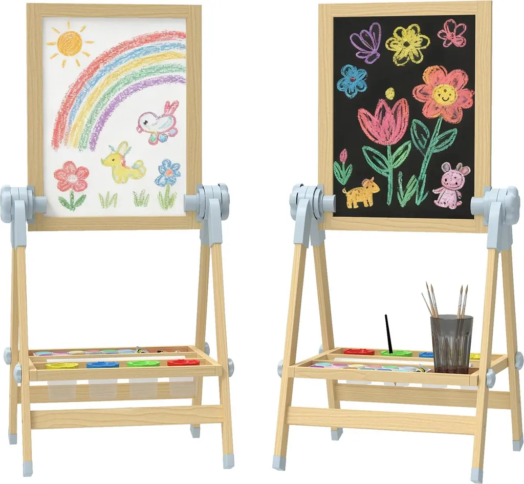 Tableau à dessin pour enfants réglable en hauteur avec grand bac