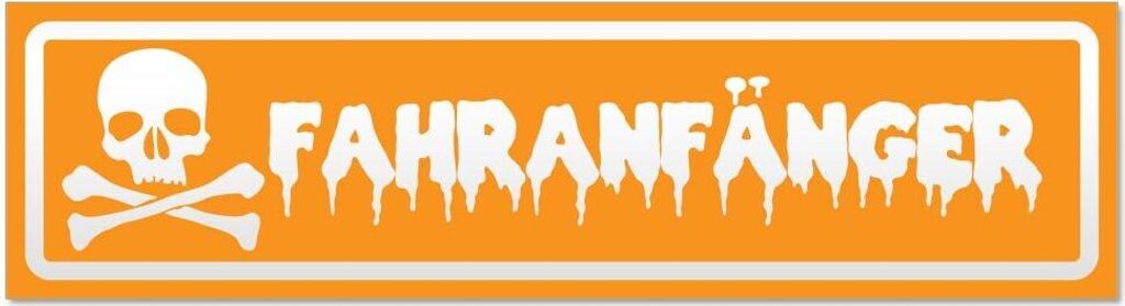 Kiwistar Fahranfänger Schädel invertiert Magnetschild Schild magnetisch - 60cm Orange - Magnetfolie für Auto PKW Kfz