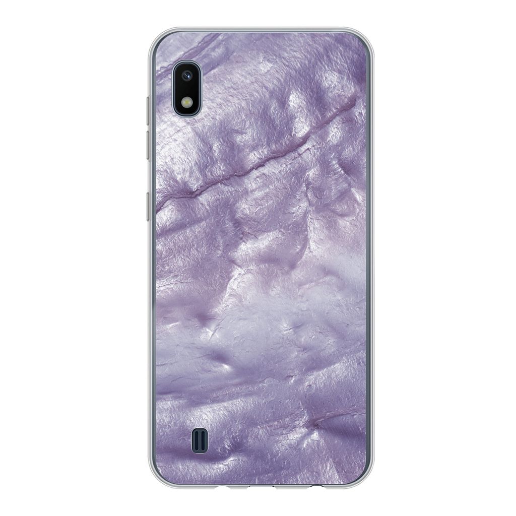 MuchoWow Handyhülle Schutzhülle Hülle für Samsung Galaxy A10 Perlmutt - Naturstein - Violett Silikon Softcase Handy Hülle - Schutzhülle
