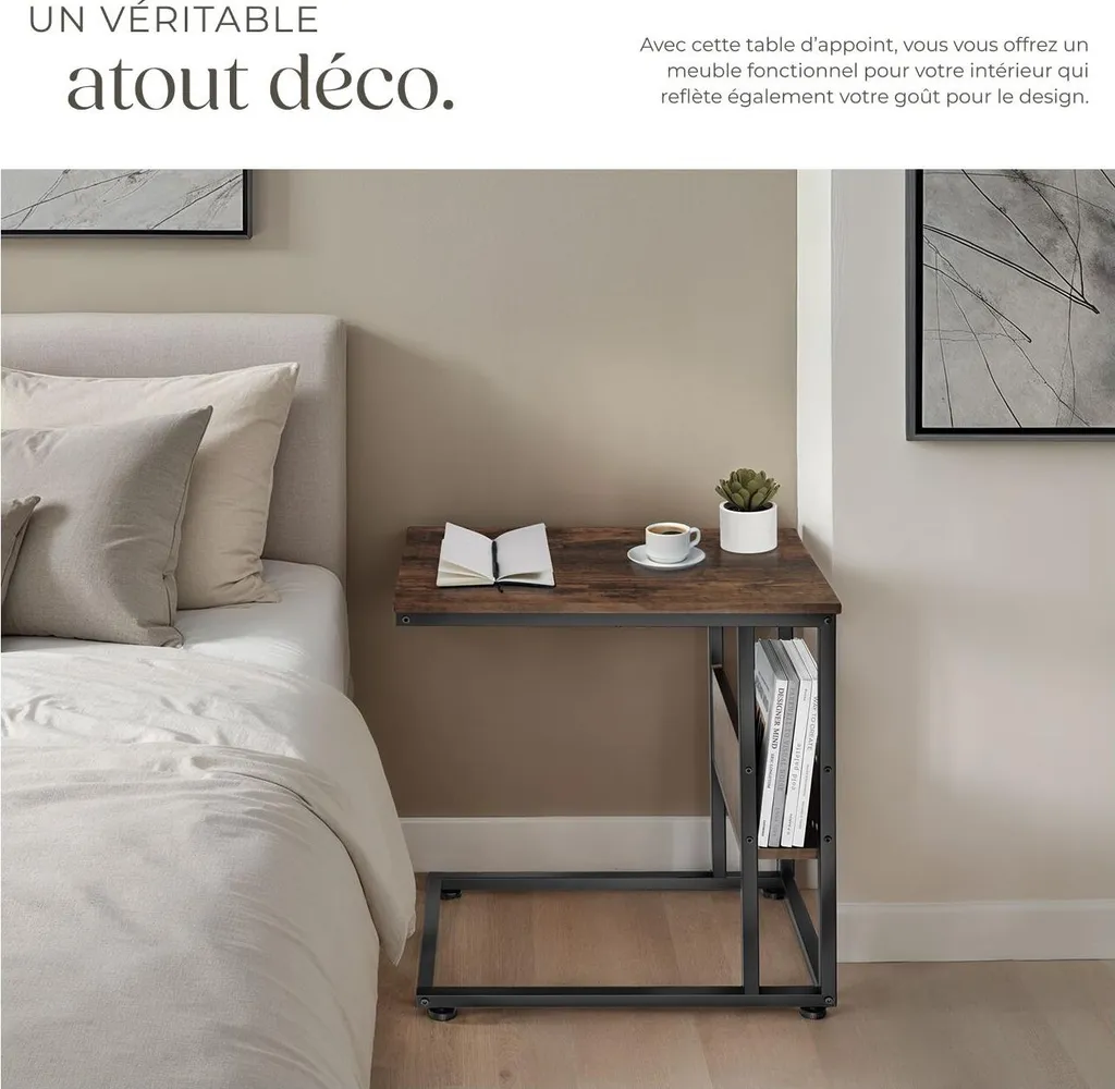 Petit meuble de rangement WIGAN - Table basse d'appoint style rustique