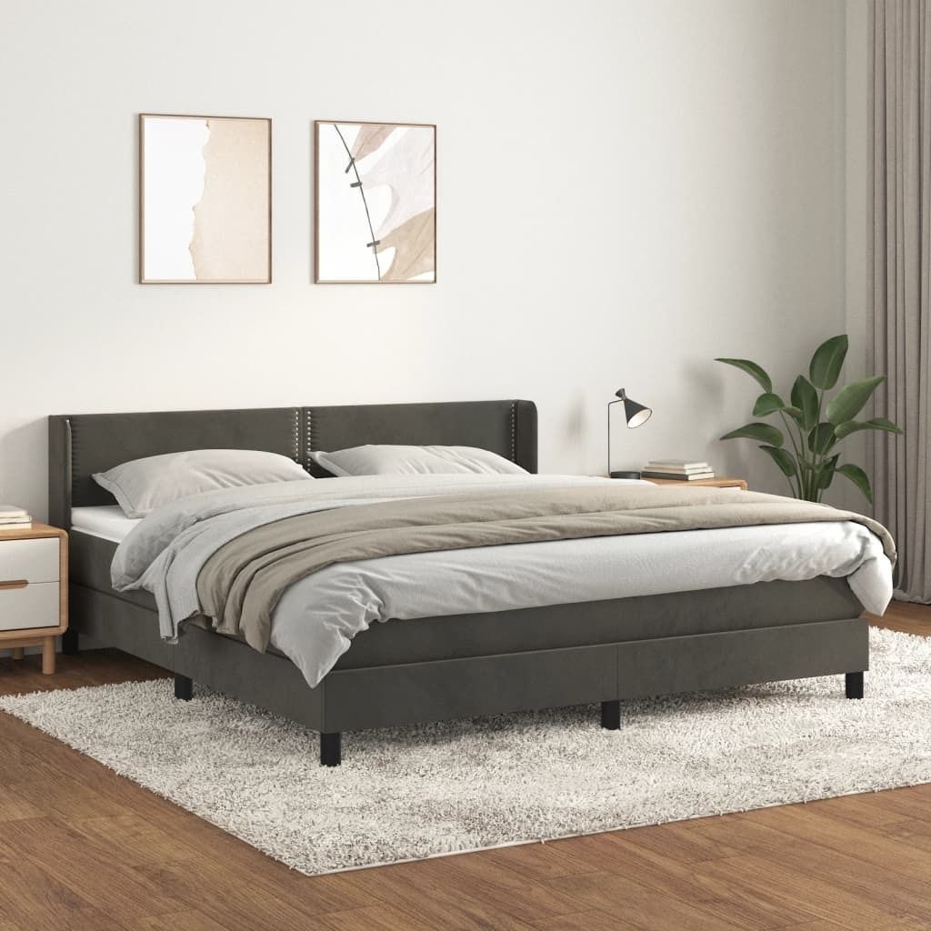 "2026 Promotion" Boxspringbett mit Matratze - Dunkelgrau - 180x200 cm - Samt - Polsterbett CC6958
