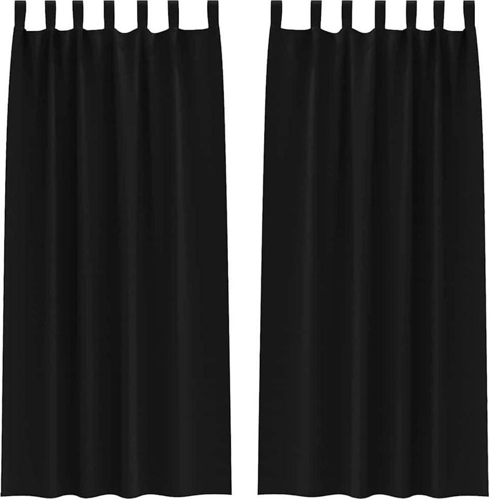 vidaXL Verdunkelungs-Vorhänge mit Ringen 2 pcs Schwarz 260 x 140 cm