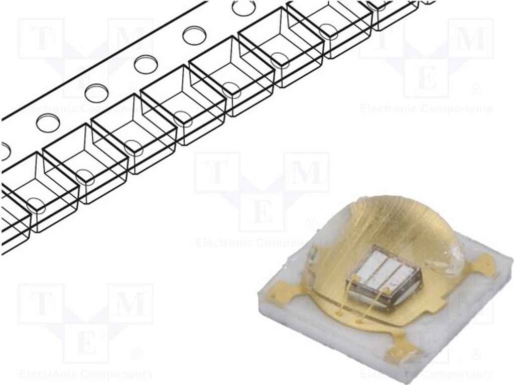 1x LED 3,45x3,45x2,13mm λd: 370-380nm 3535 130° UV 500mA 4V SMD LTPL-C034UVD375 L