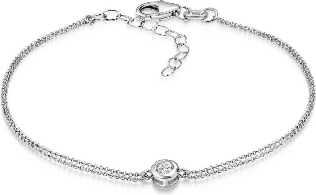 MATERIA 925 Silber Armkettchen Damen Mädchen Schmuck Armband Armkette mit Zirkonia 16-19,5cm verstellbar SA-70-silber